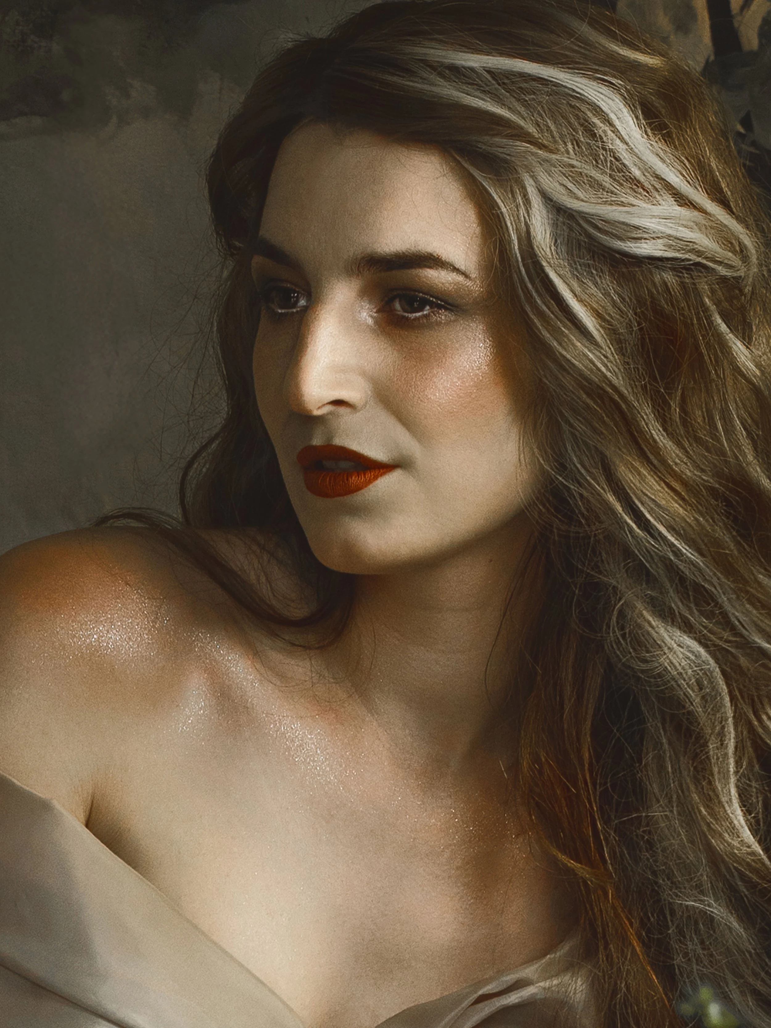 Dreamy fine art portrait of a woman in water surrounded by flowers and soft reflections. Painterly fantasy photography inspired by folklore, mythology and classical paintings. Romantic, ethereal imagery with storytelling atmosphere and natural elemen