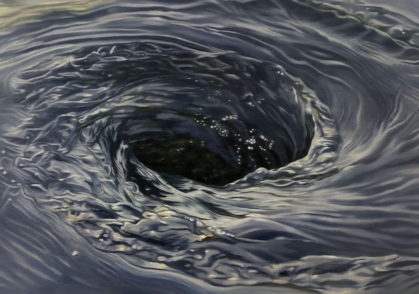 Maeström, peinture à l'huile sur bois, 42 x 29,7 cm, 2026