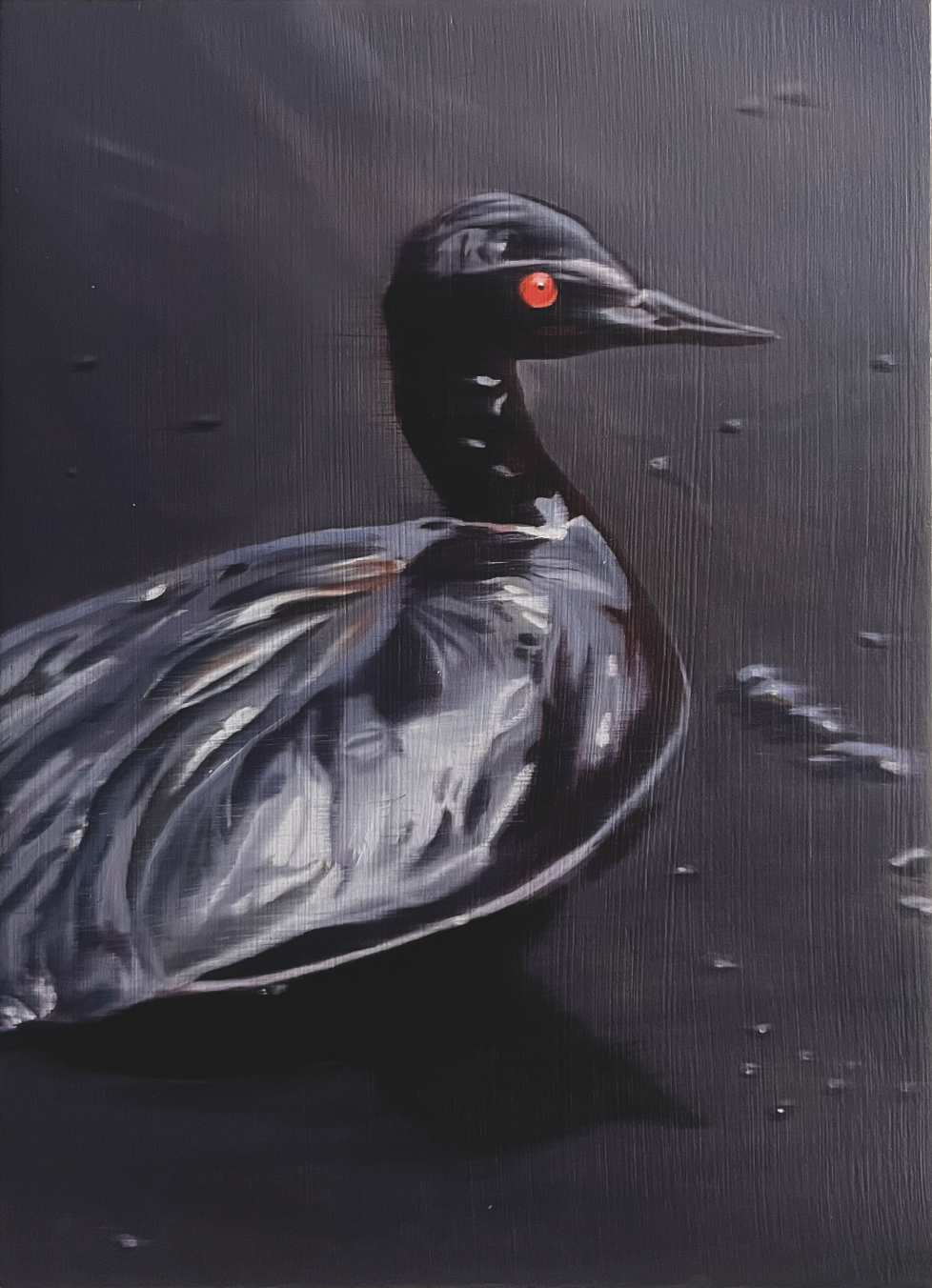 Marée noire, peinture à l'huile sur bois, 22 x 16 cm, 2026