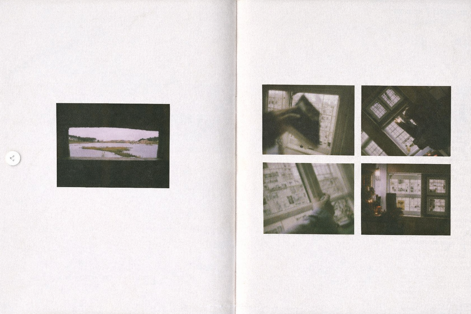 A simple photo collage with a wide river view on the left and four blurry interior shots of a room with large windows on the right.