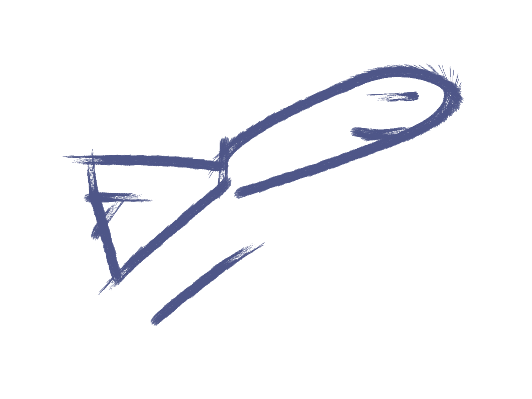 Sketch of a baseball bat and ball, drawn with blue lines.
