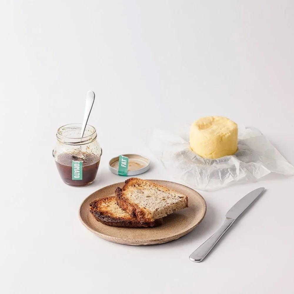 Fat Tomato Rhubarb Blood Orange Marmalade with Saltrock Butter and Plur Bakery Sourdough