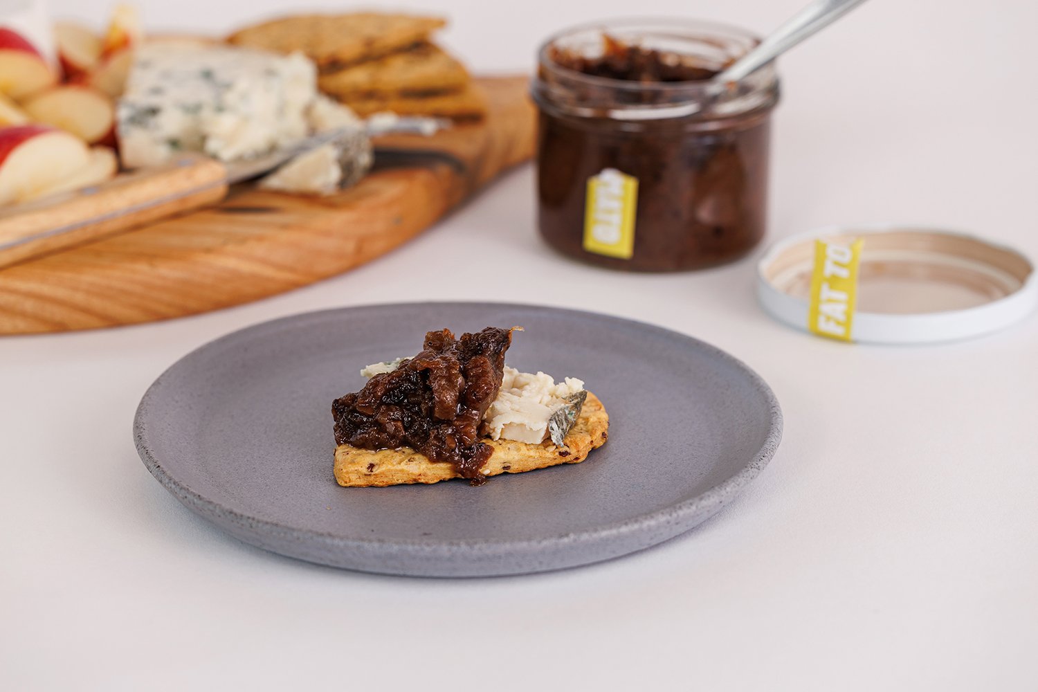 Fat Tomato Green Tomato Chutney on Cheeseboard with Cashel Blue Cheese