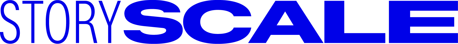 The image contains the word 'STORYSCALE' in large blue text.