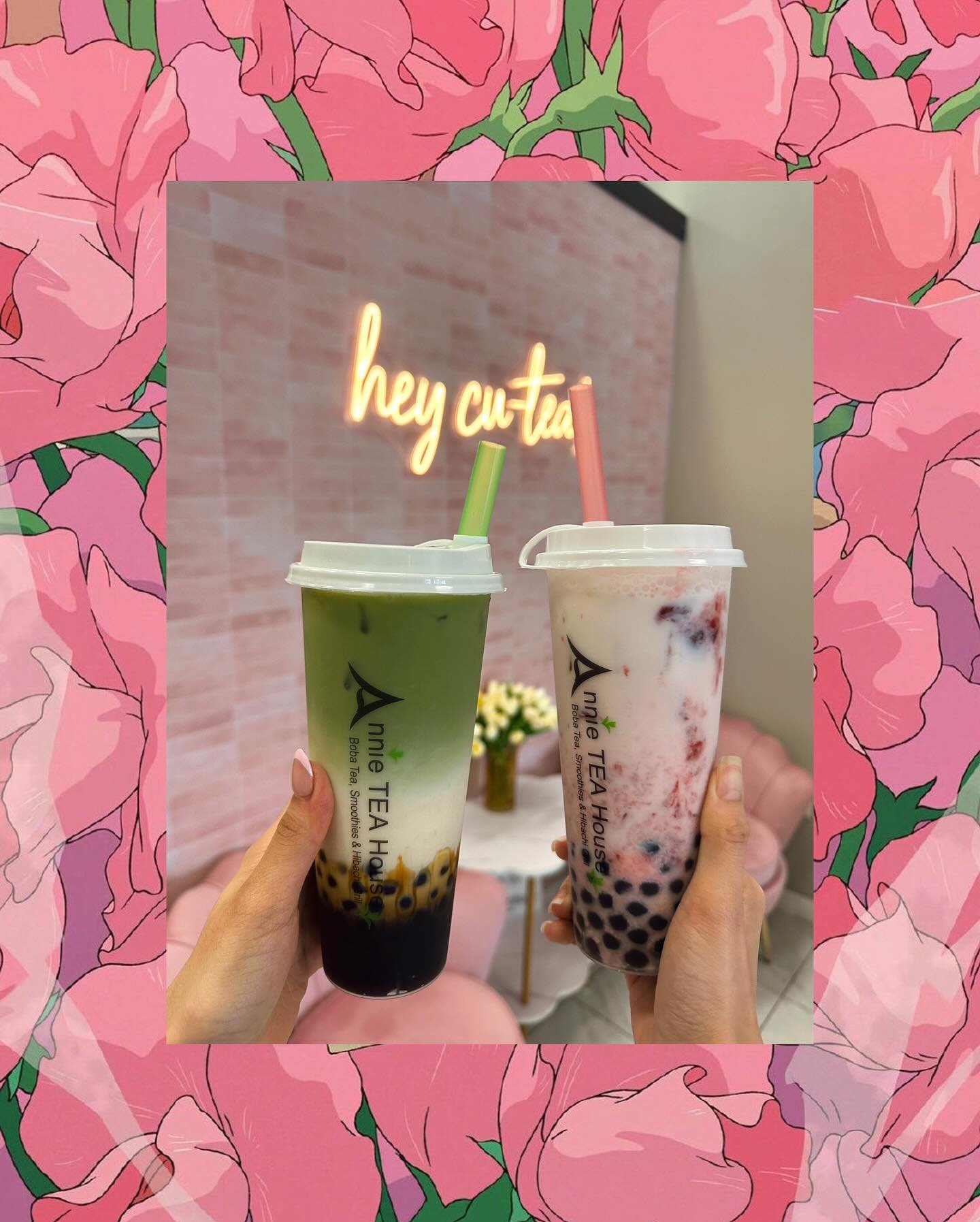 Happy Mother&rsquo;s Day! &bull; Give the mom in your life the gift of boba w those flowers today😉💐💕🧋