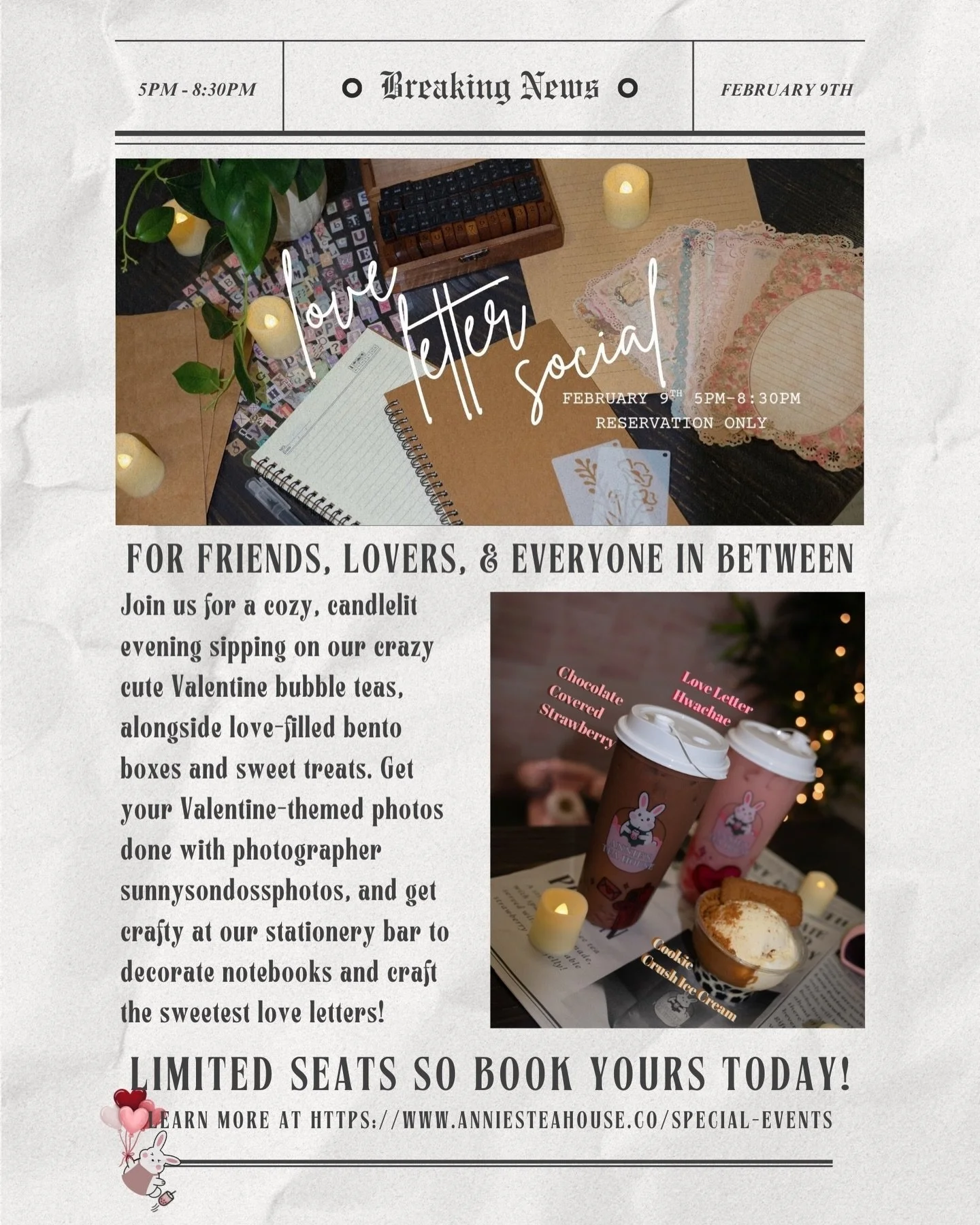 Love Letter Social 💌 Come hang out &amp; craft with us! Check out our Special Events page on our website for all the details (link in bio) ❣️📝