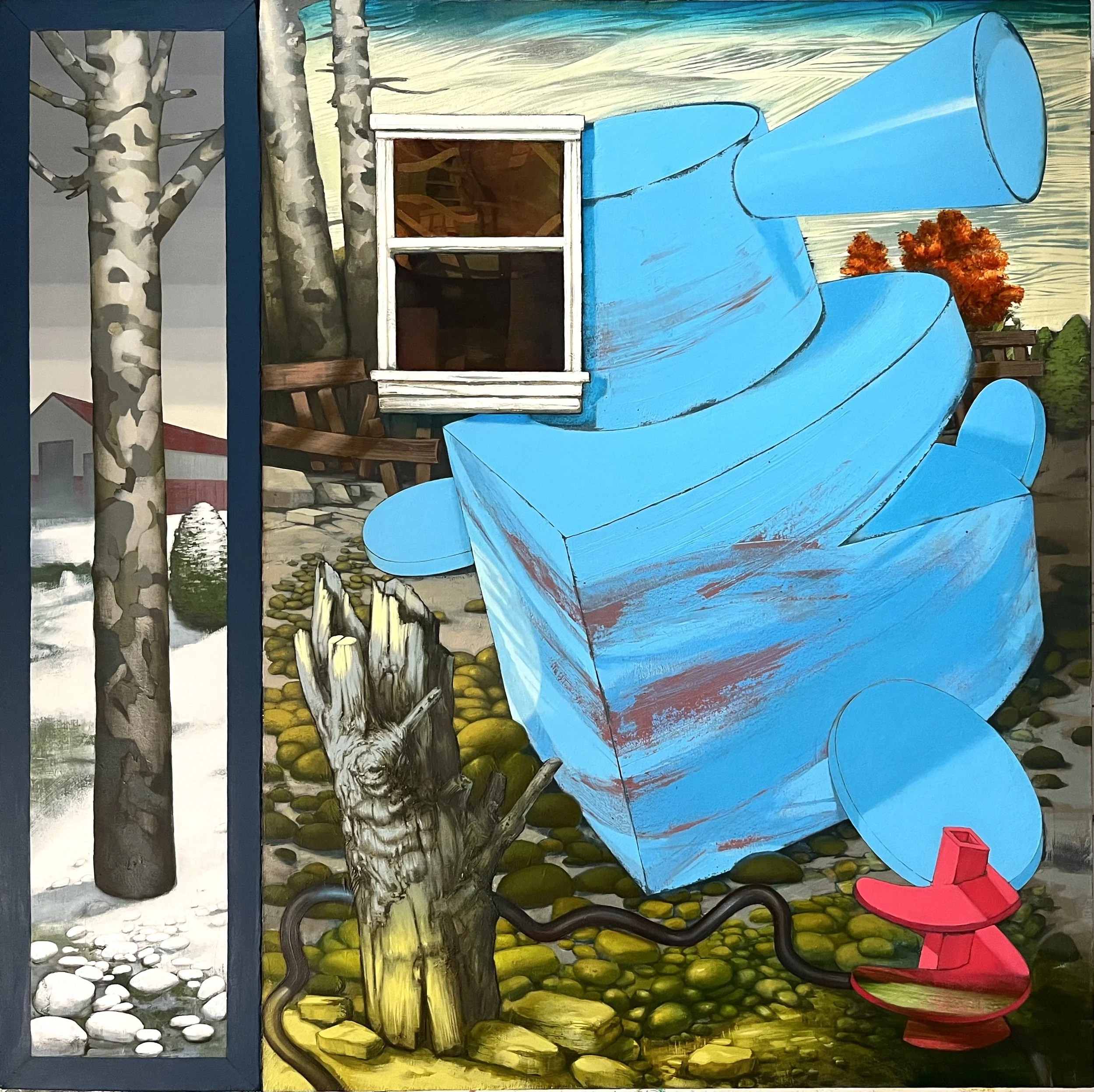 “Winter Landscape and Mural Study” - 2007 - 2016 - 2020 - 2022 - 42” x 42” - Oil on canvas