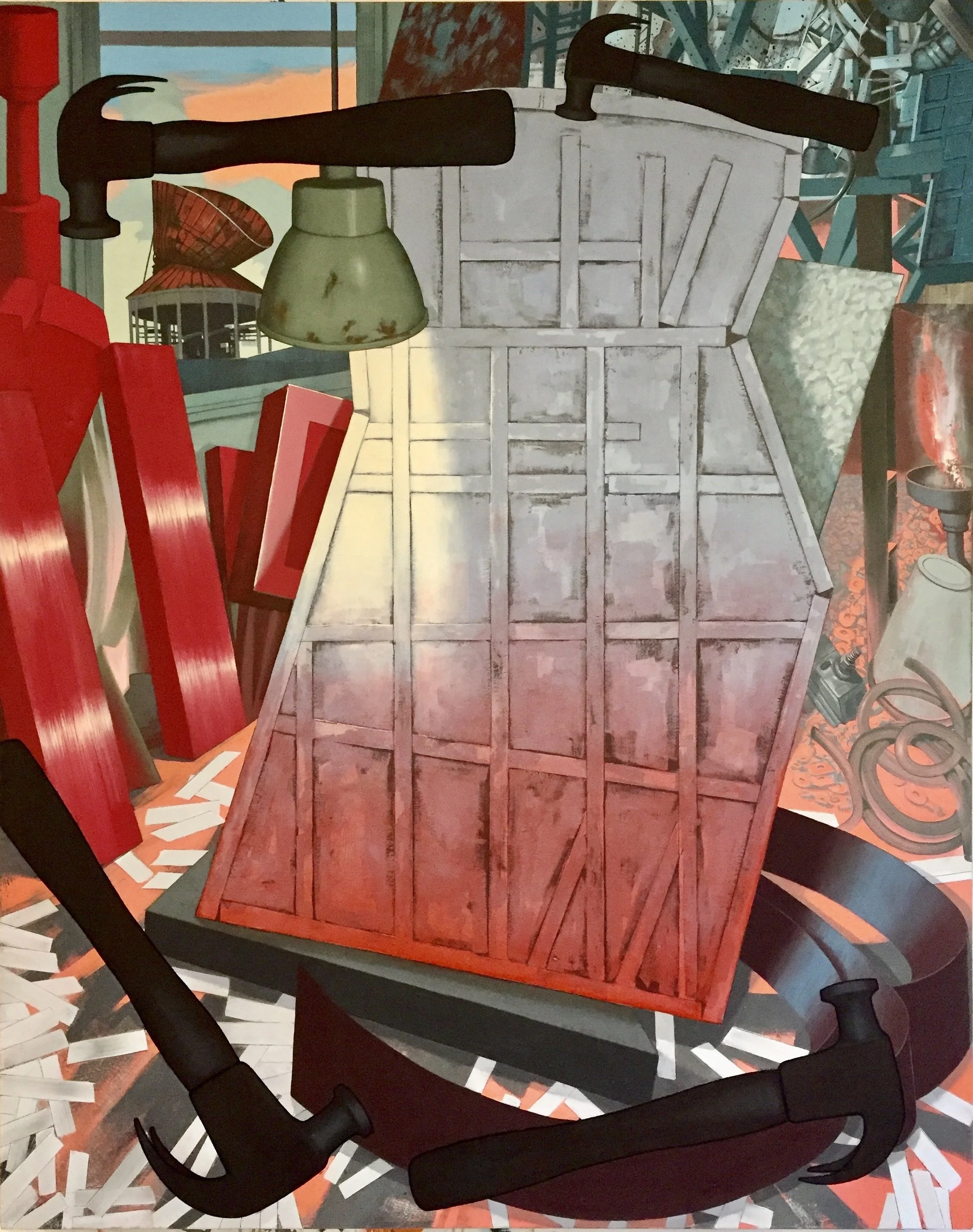 "The Workshop," 2020, 50"x40", oil on canvas