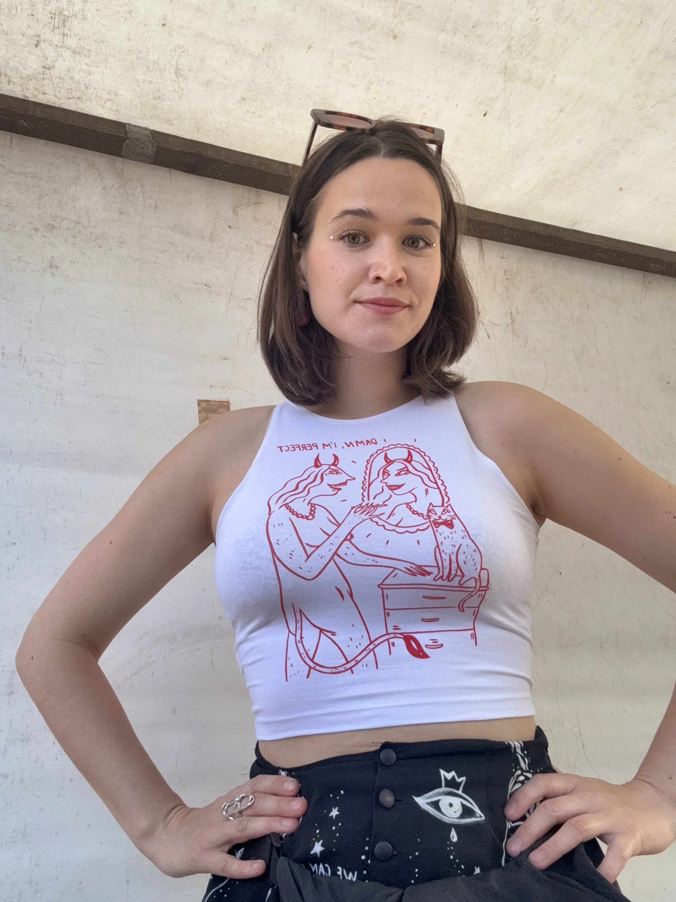 'Damn, I'm Perfect' White Stretchy Crop Top