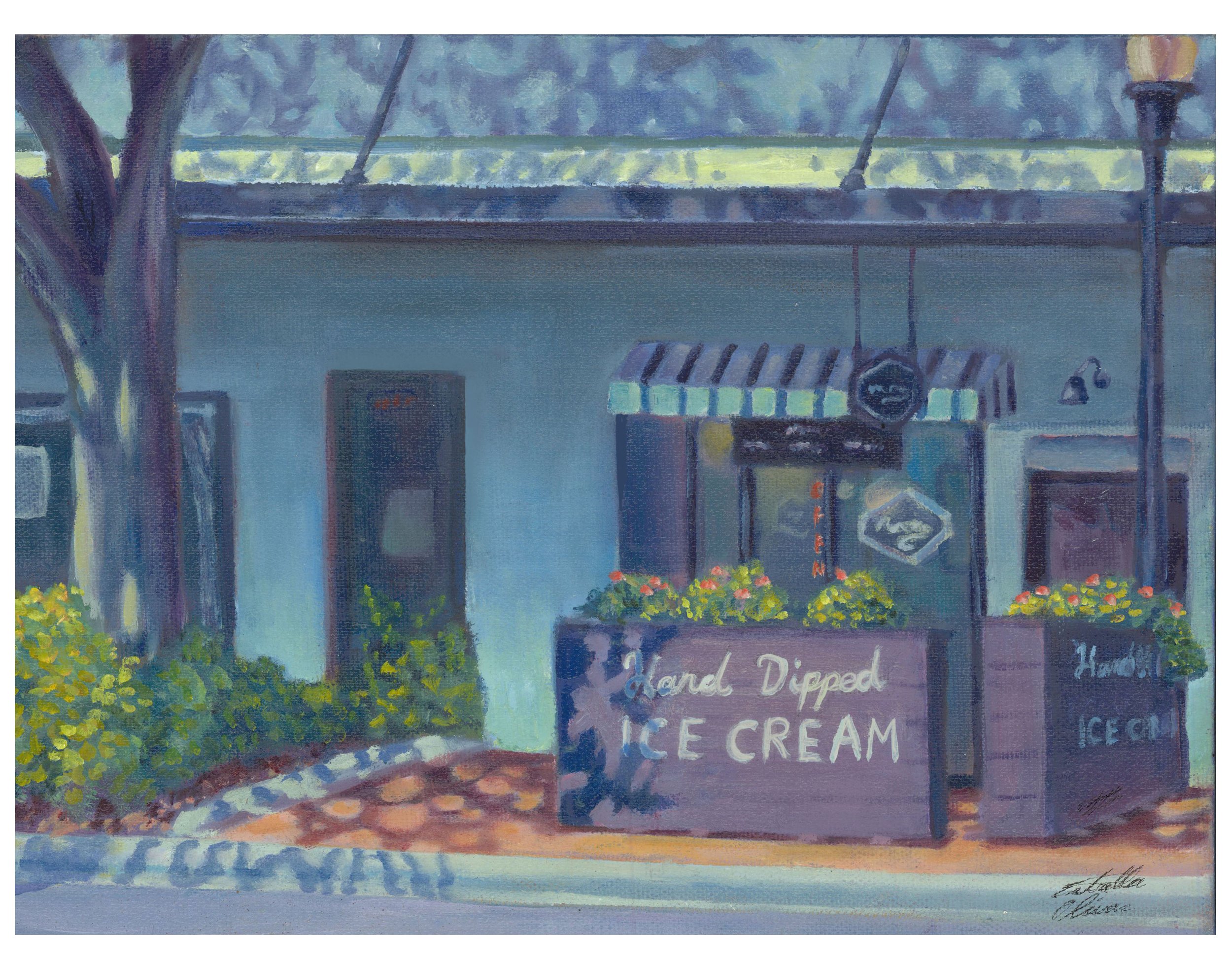 "Main Street Ice Cream" Original Oil Painting