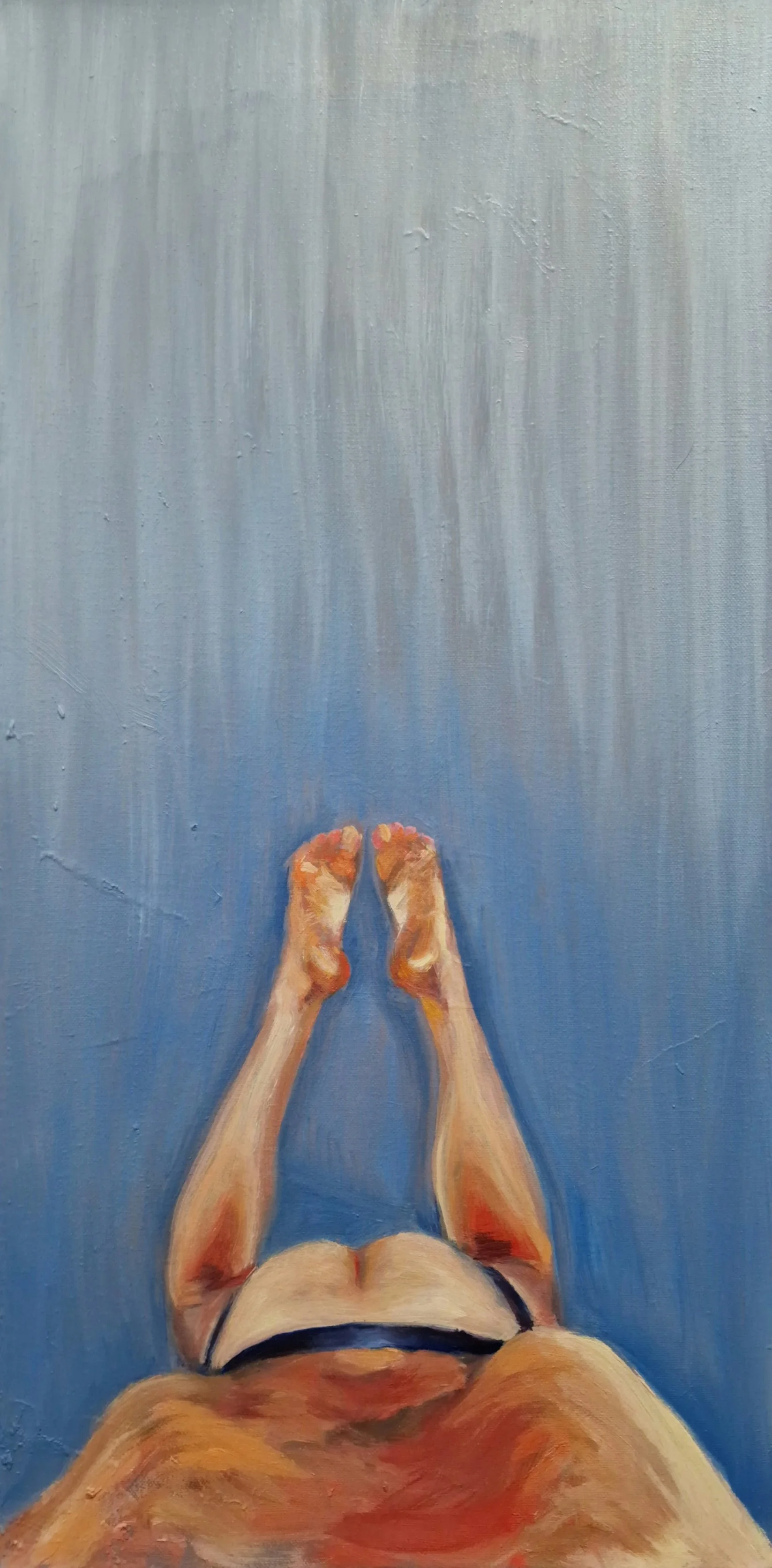 Kneeling (2024), Oil on canvas, 20 x 60 cm