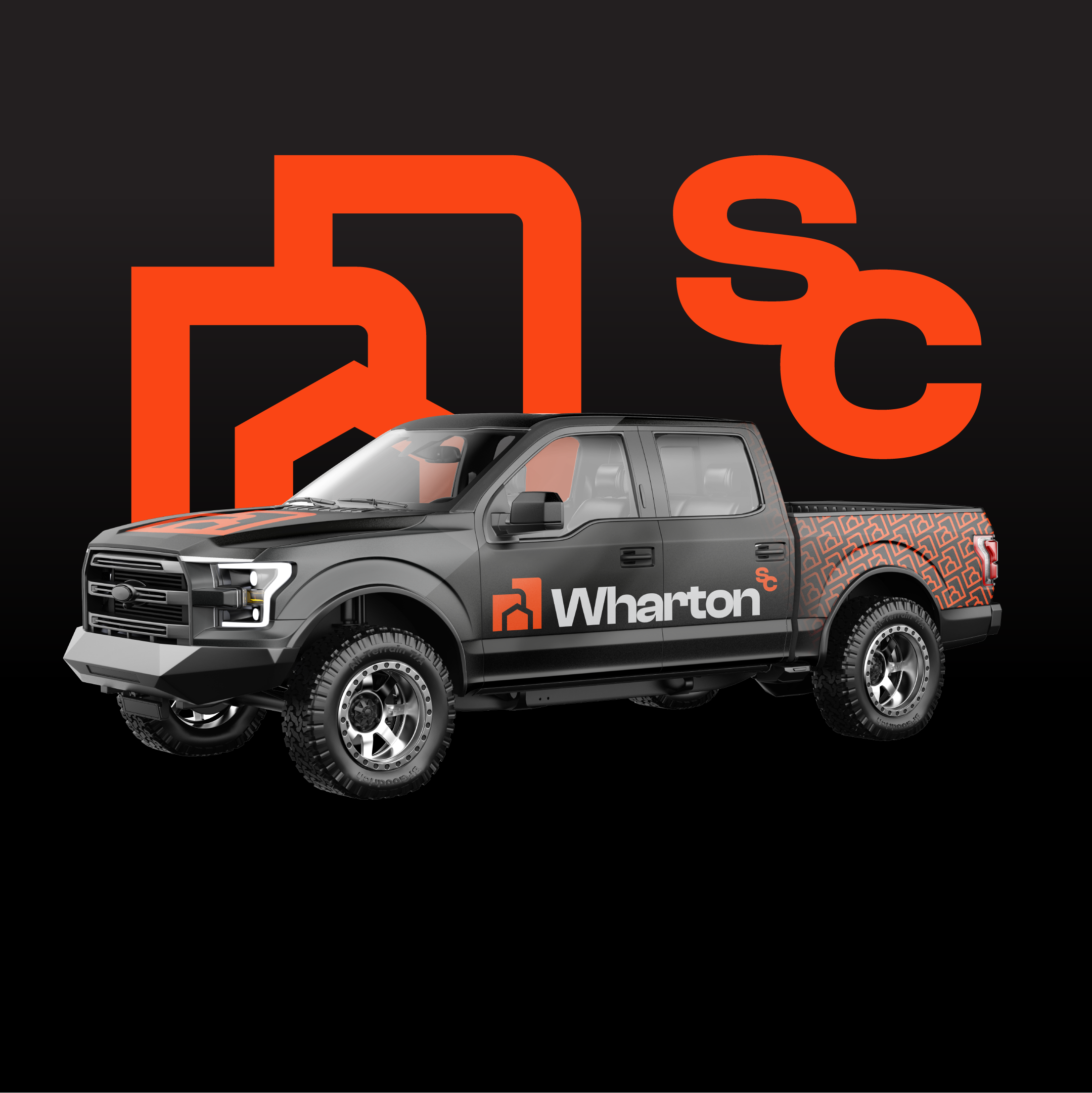 Wharton SC logo branding vehicle wrap truck design - Outfit Brand Studio