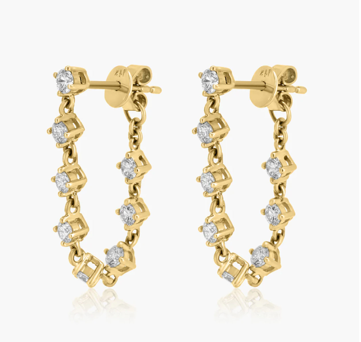 Round Diamond Chain Link Earrings