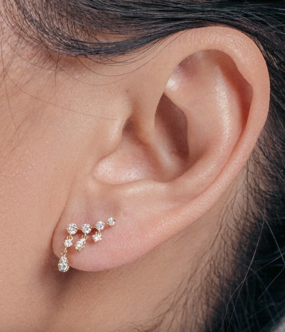 Diamond Ear Climber Dangle Studs