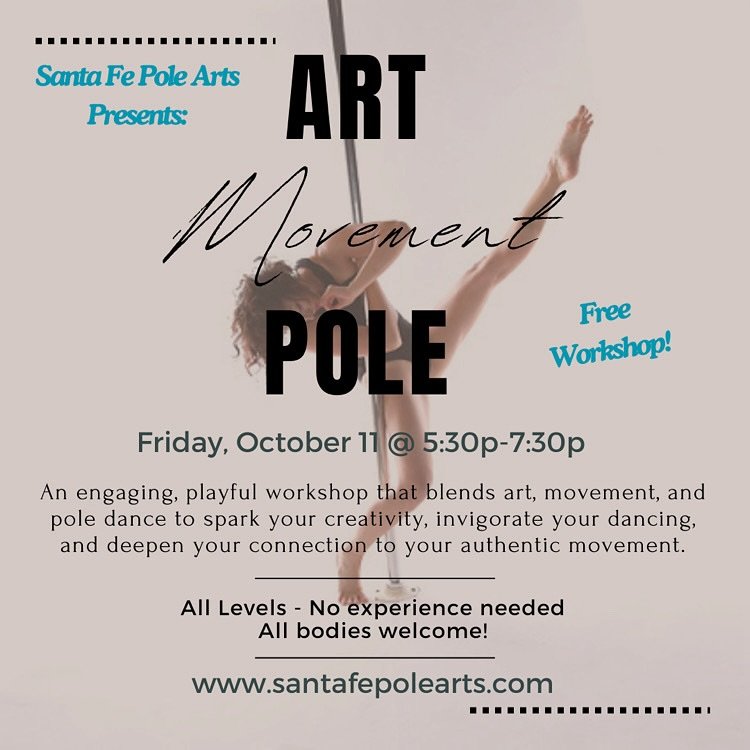 On October 11, join us for a FREE workshop that blends art, movement, and pole dance. Limited spots available, registration required. Sign via our booking page -&gt; workshops. 

A big thank you to @stellamelinadancer for offering this free workshop 