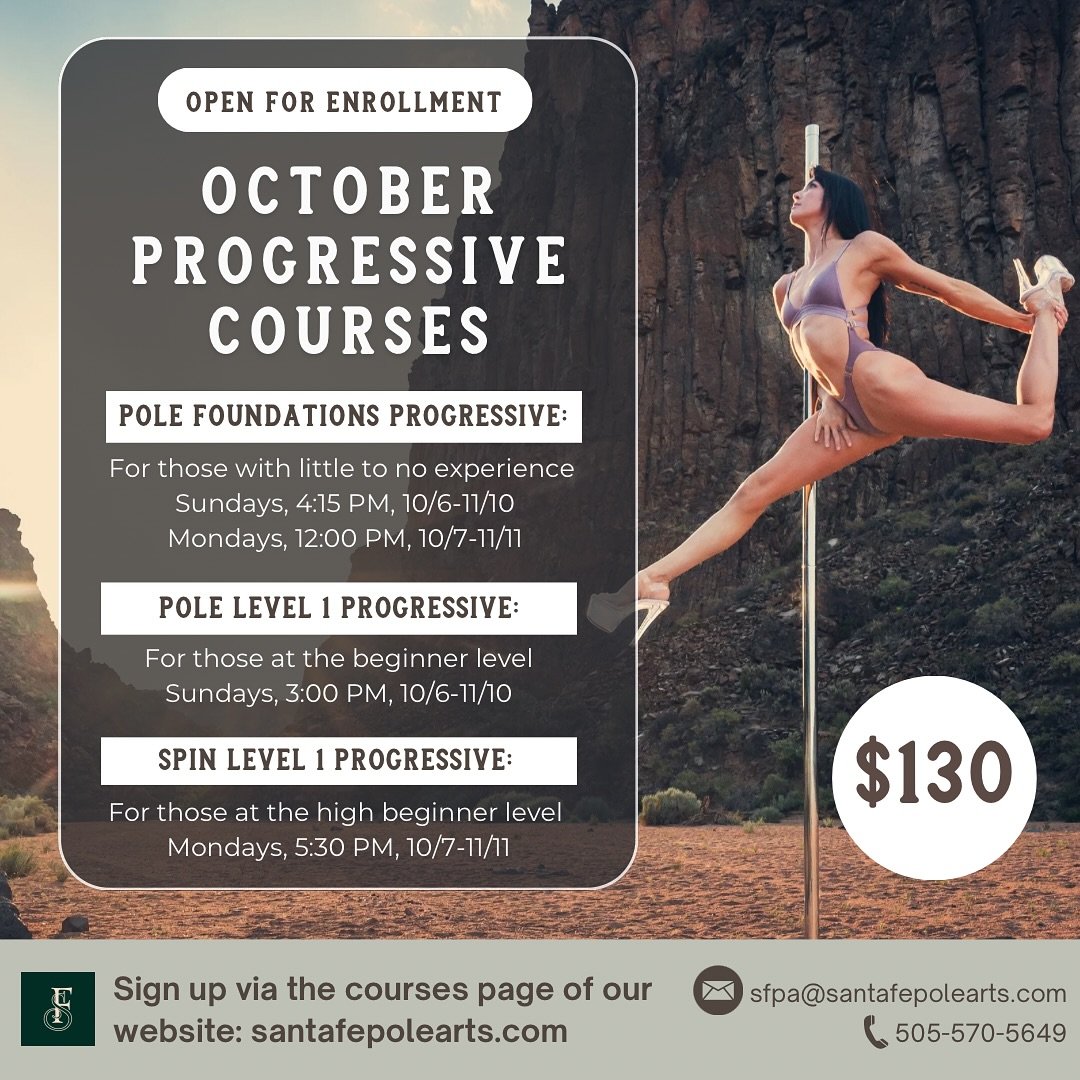 Fall progressive courses are open for enrollment! Swipe for more info ➡️✨This will be the last set of 6 week courses we offer until the new year! 

DM, text, or email with any questions 💖