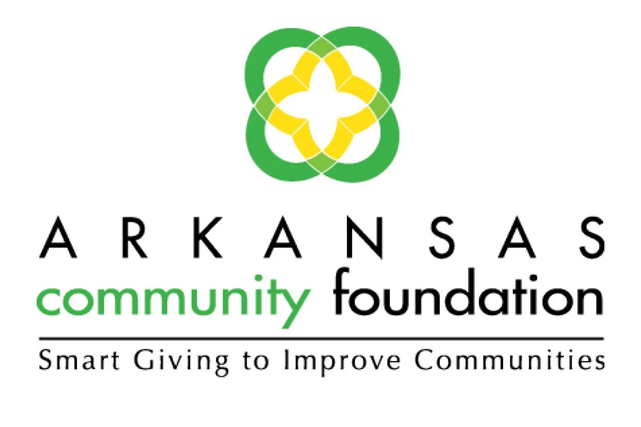 Arkansas Community Foundation logo with a green and yellow design, and the text "Arkansas Community Foundation - Smart Giving to Improve Communities."