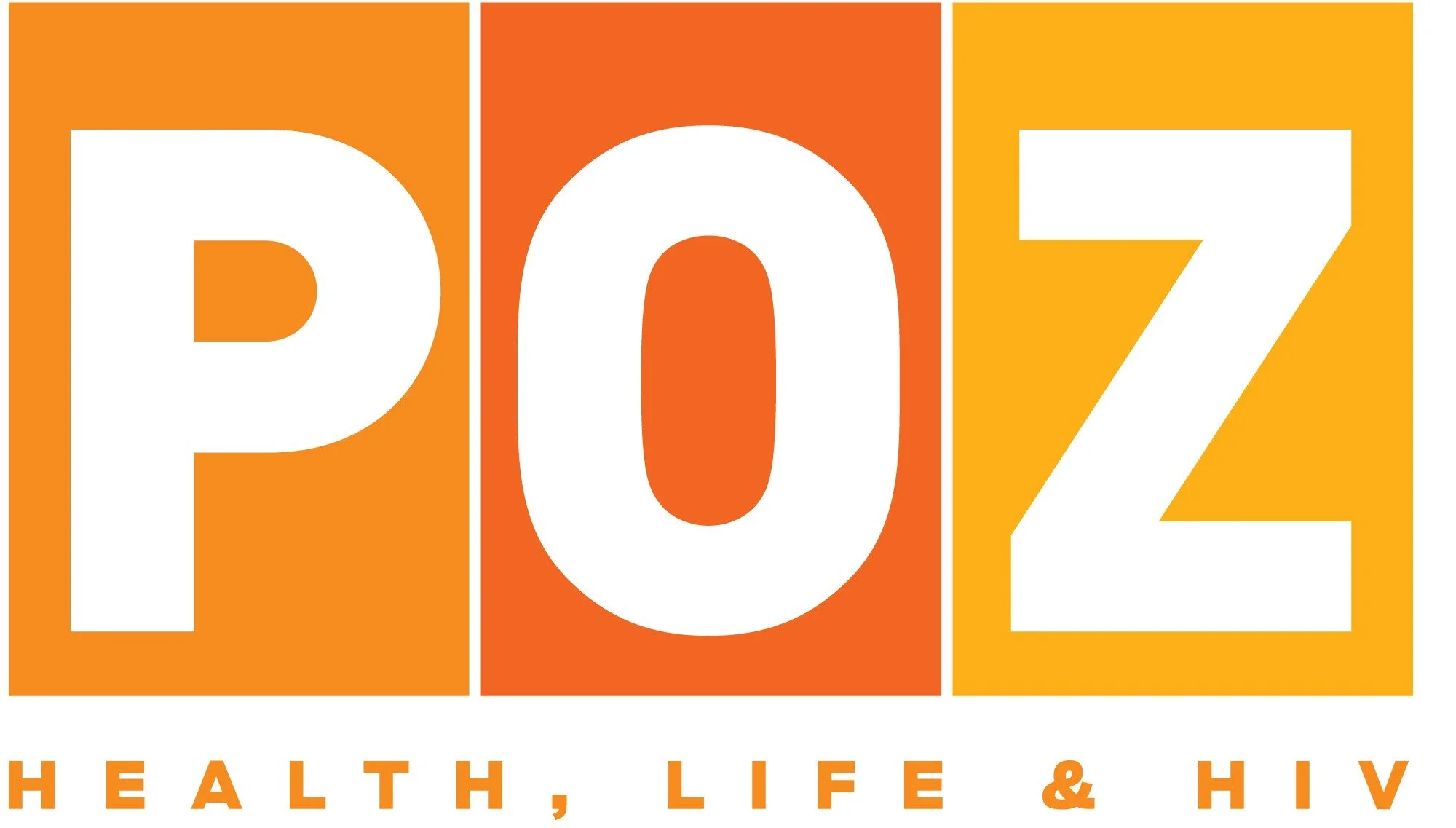 POZ logo, health life and HIV, orange and yellow design