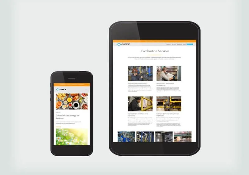 Onex, Inc website on phone and tablet