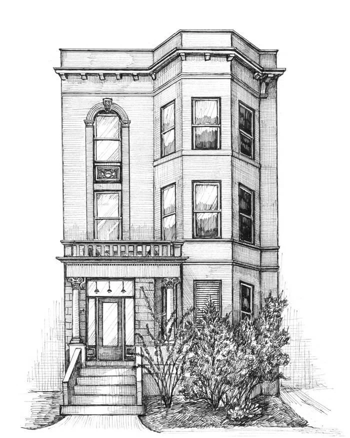 home sketches, drawing, black and white