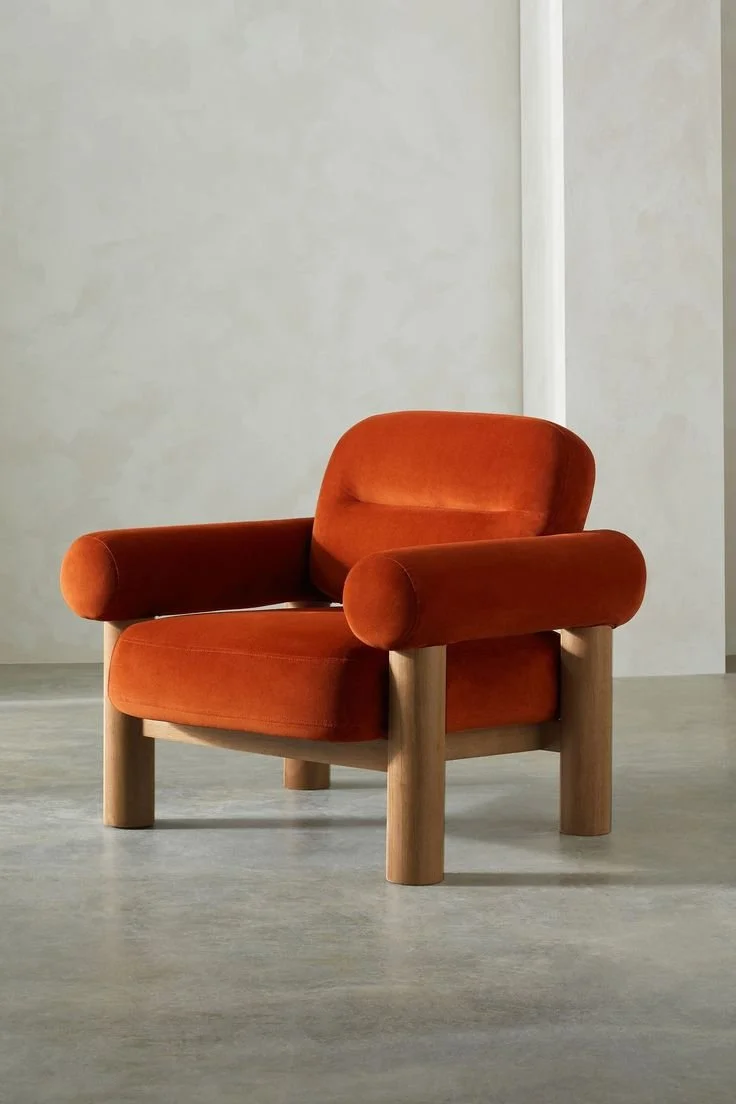 orange velvet chair made.com