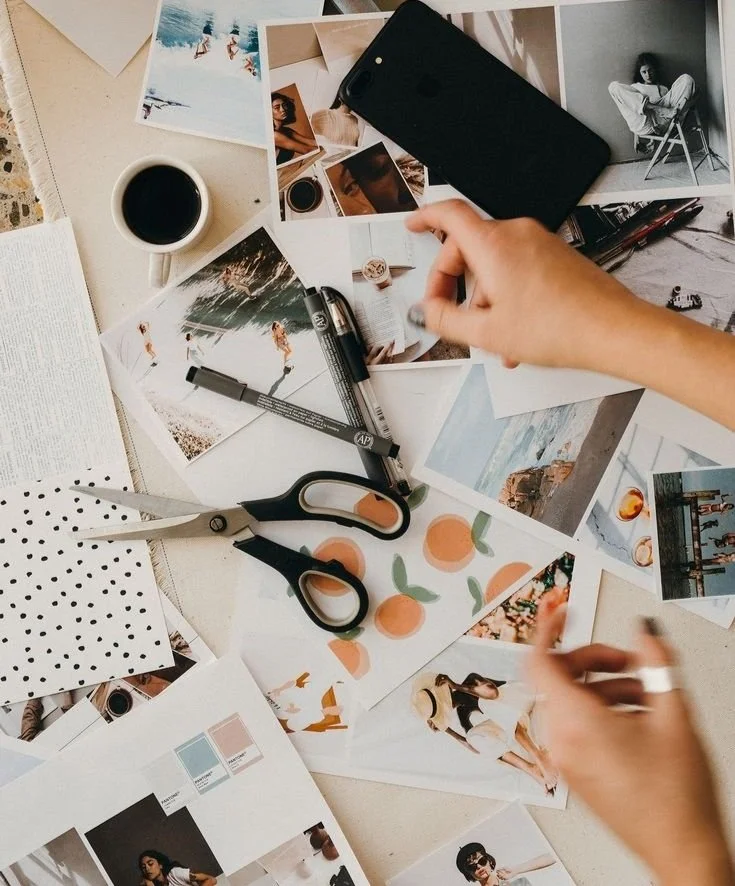collage, interior design, research