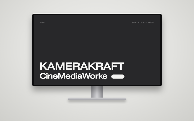 Entwurf: Titelfolie einer KameraKraft Präsentation auf einem Bildschirm