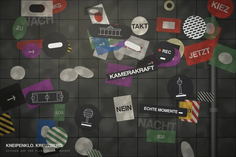 Entwurf: Sticker an einer Kneipenwand