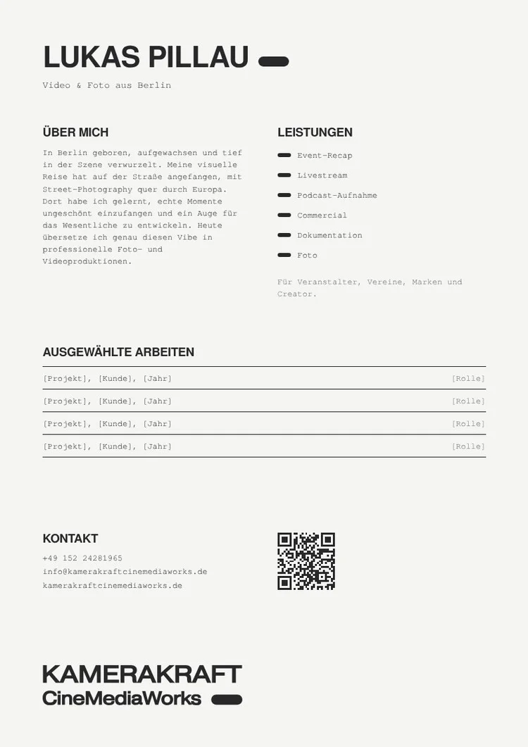 Entwurf: Profil auf einer Seite