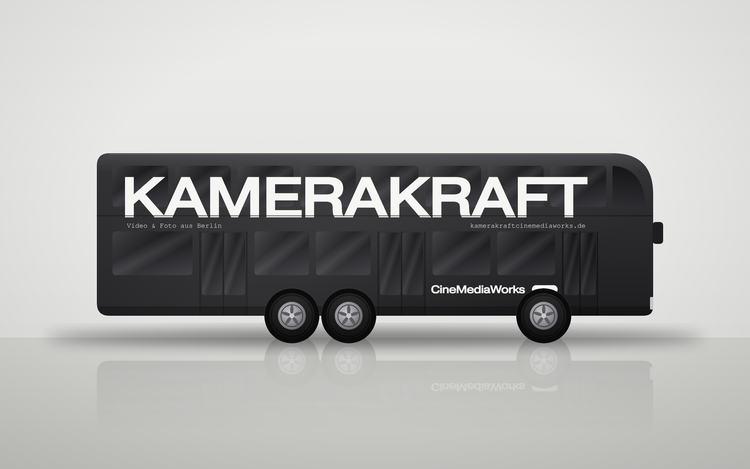 Entwurf: Doppeldeckerbus mit KameraKraft Beschriftung
