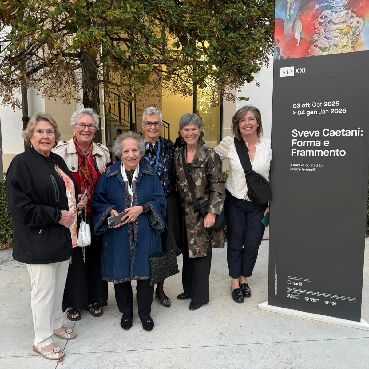  Left to right: Barbara Wigle; Sherry Price, Caetani Cultural Centre former Chair; Kim Mangan, Board member; aj jaeger, immediate past Chair; Moe Mangan, volunteer; and Adriana Davies (centre); at the MAXXI in Rome  