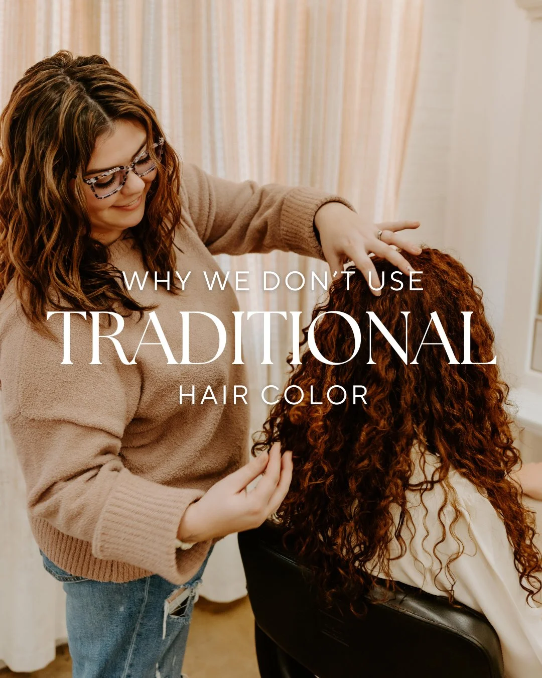 In case you haven't noticed, we're not your traditional salon. 😉⁠
⁠
One of the main things we say no to? Traditional hair color.⁠
⁠
Swipe to learn why we avoid traditional hair color, and what we use instead.⁠
⁠
Every color service uses our organic-