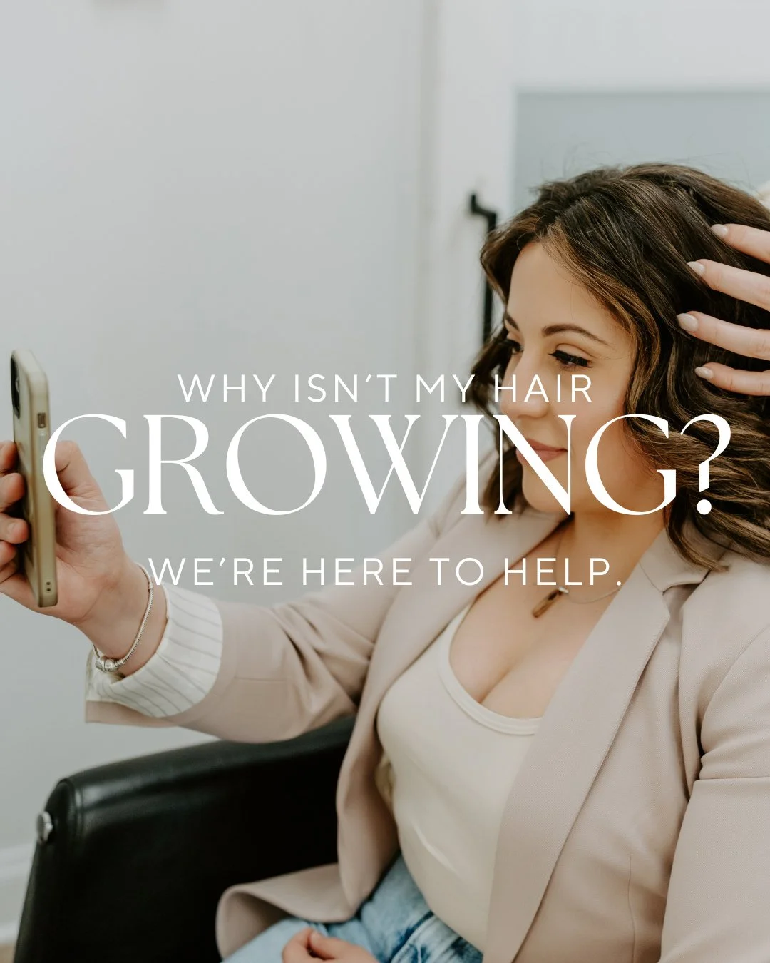 Frustrated with slow hair growth? You&rsquo;re not alone. 😅⁠
⁠
Swipe to learn 3 reasons your hair might be stalling and how our custom scalp treatments and low-tox haircare can help.⁠
⁠
✨ Take control of your hair journey! Book a consultation and le