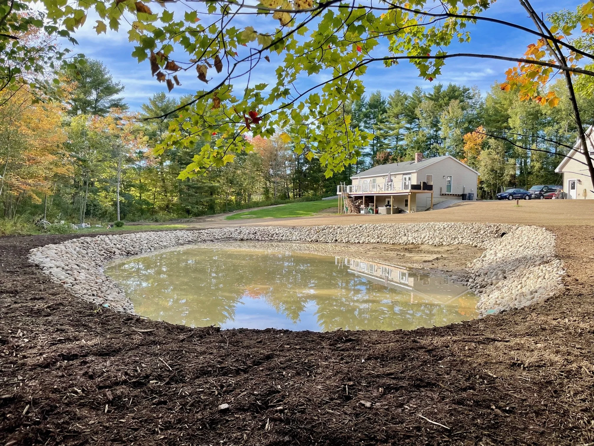 Constructed pond in North Yarmouth, Maine. 