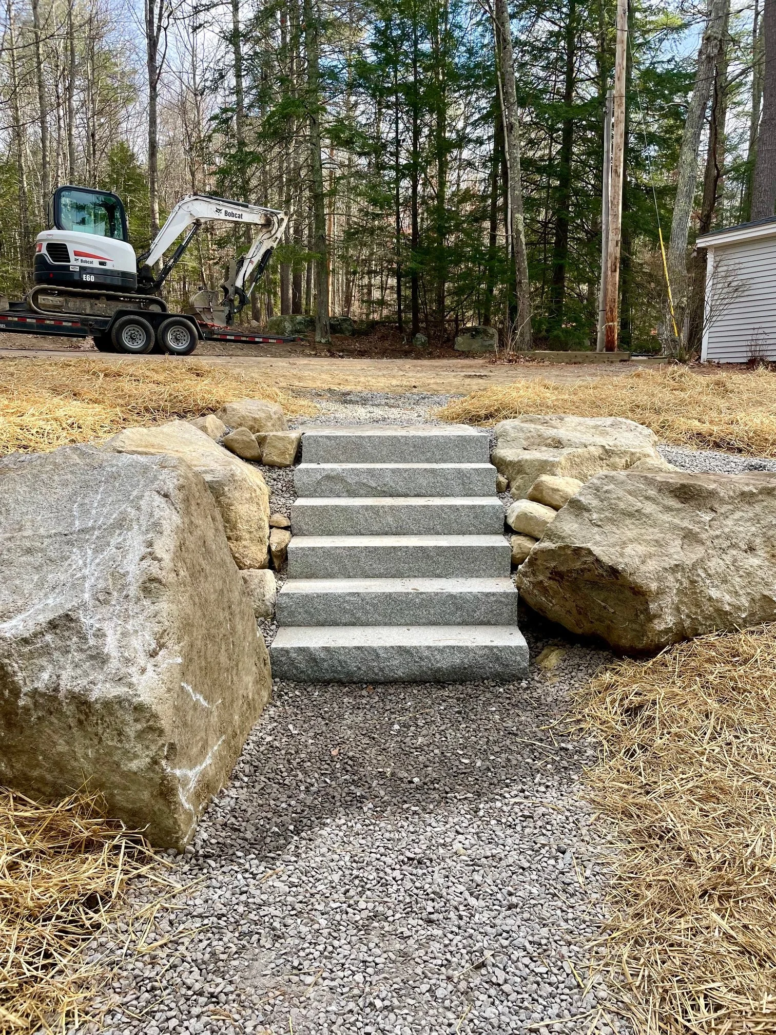 Stone stair construction in Raymond, Maine. 