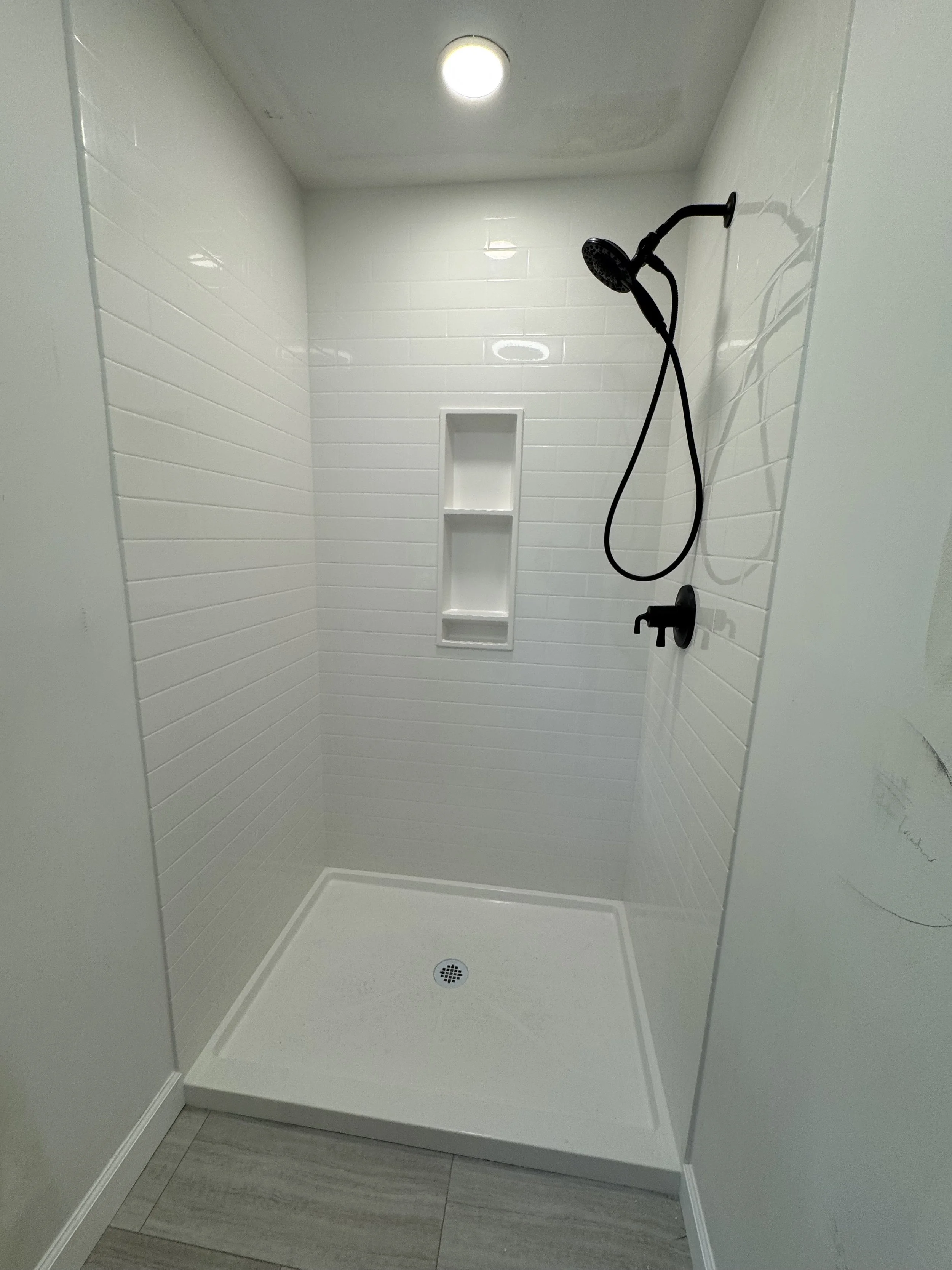Bathroom Remodel - Summer 2025 - Onyx Subway Tile Shower wall system, Delta Fixtures 