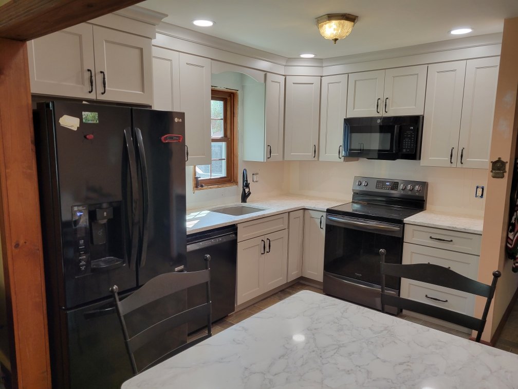 Kitchen Remodel - Summer 2025 - Legend Cabinetry, MSI Quartz, Wellfleet Tile Backsplash, Blanco Sink