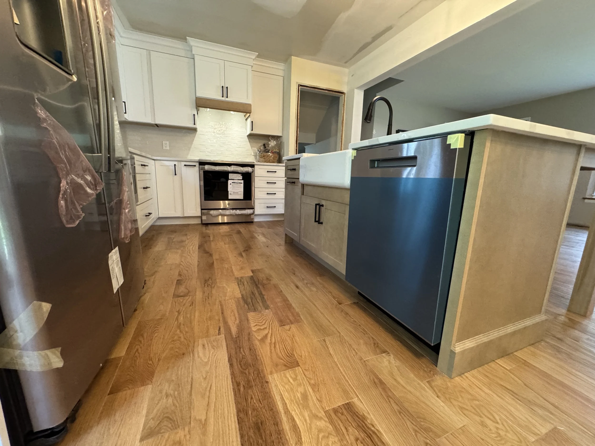 Kitchen Remodel - Summer 2025 - Legend Cabinetry, Quartz Countertop, Tile backsplash, Kohler apron front sink 