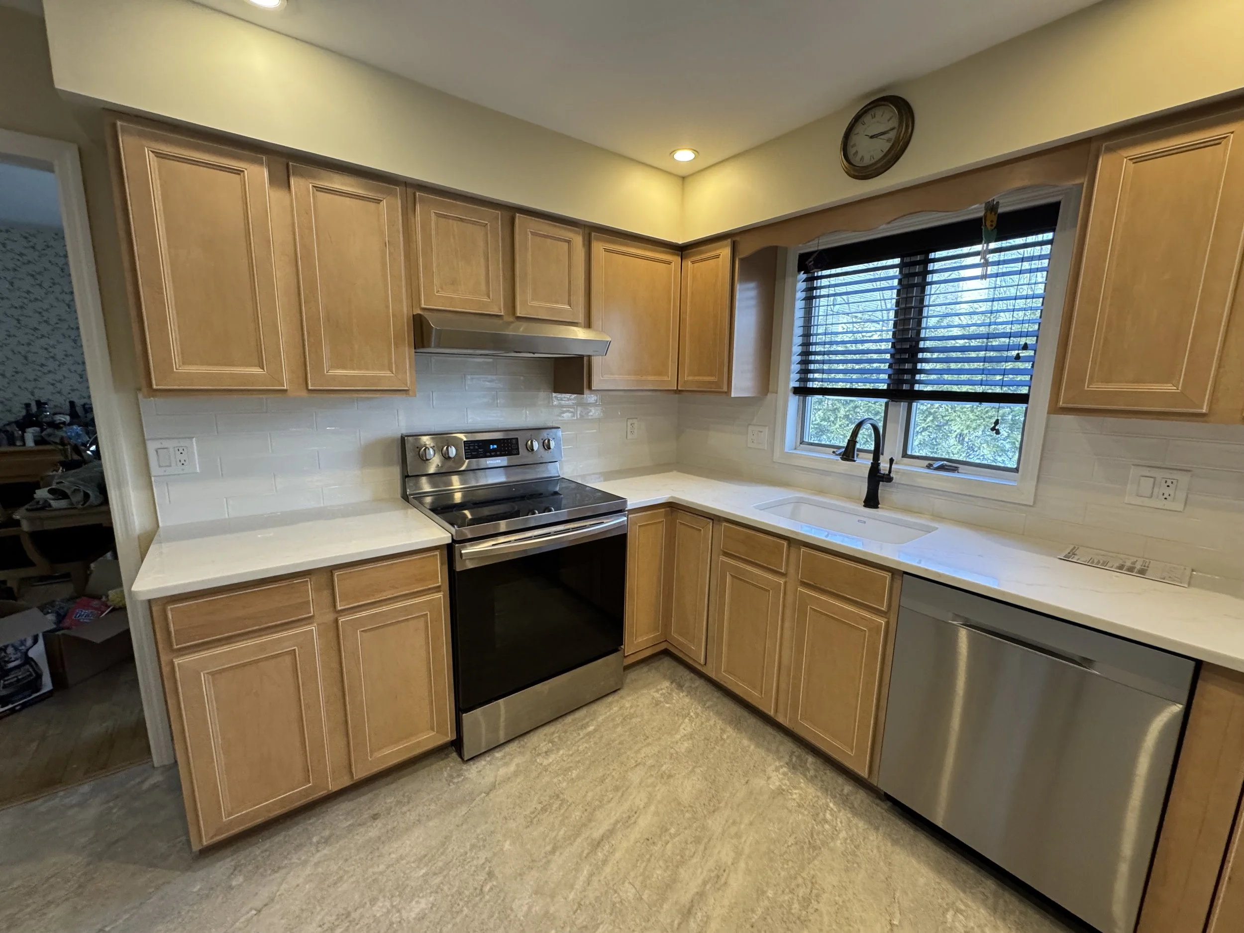 Countertop Update - Spring 2025 - MSI Quartz , Tile Backsplash and Provenza MaxCore Angel Trail flooring 