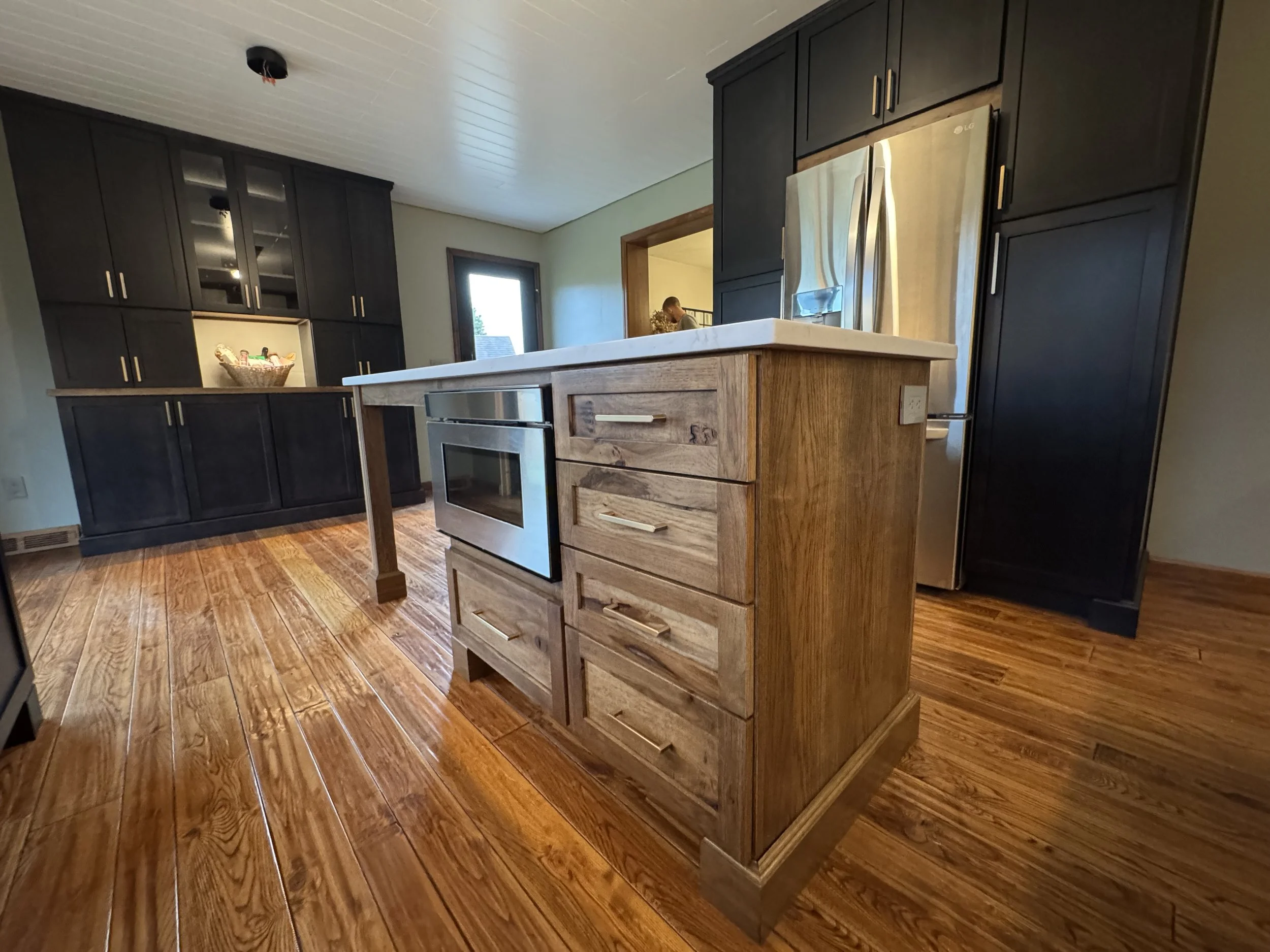 Prairie Cabinetry Rustic Hickory Spice - Kitchen Remodel Island Fall 2025