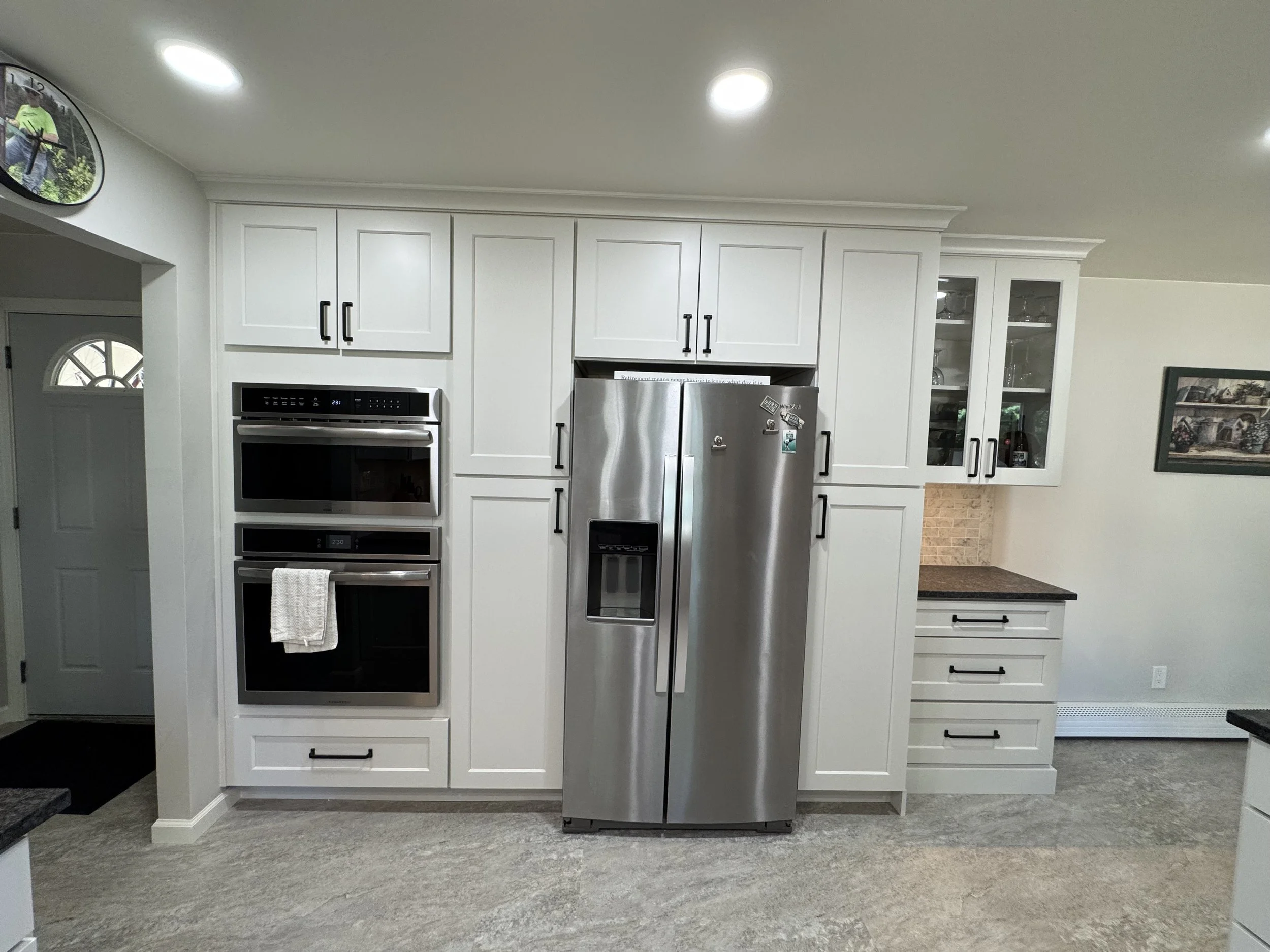 Kitchen Remodel - Spring 2025 - Legend Cabinetry, Steel Grey honed Granite, Provenza LVT flooring, Tile backsplash 
