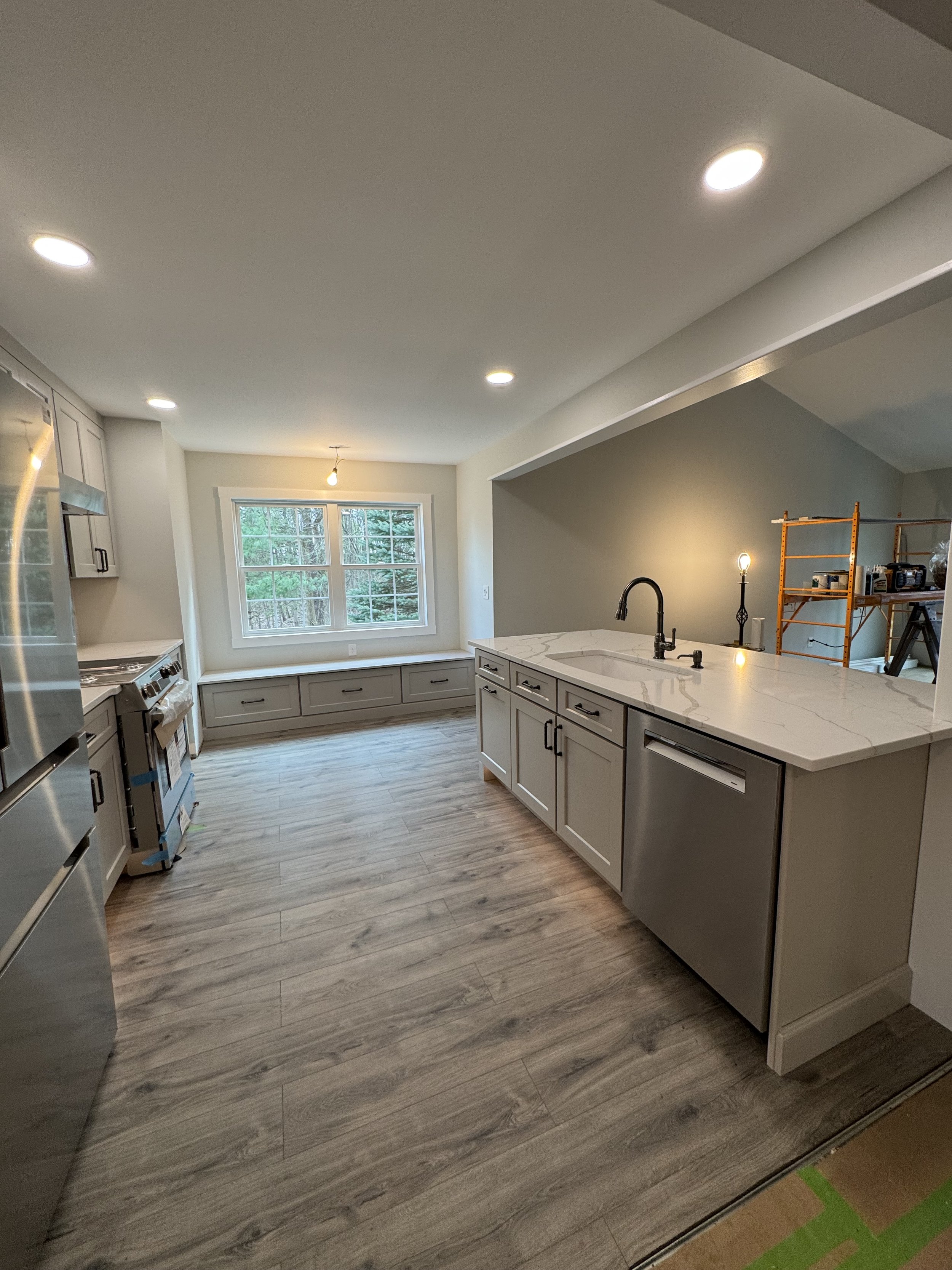Kitchen Remodel - Spring 2025 - Legend Cabinetry Denali Pebble, Pental Quartz countertop and full height backsplash 