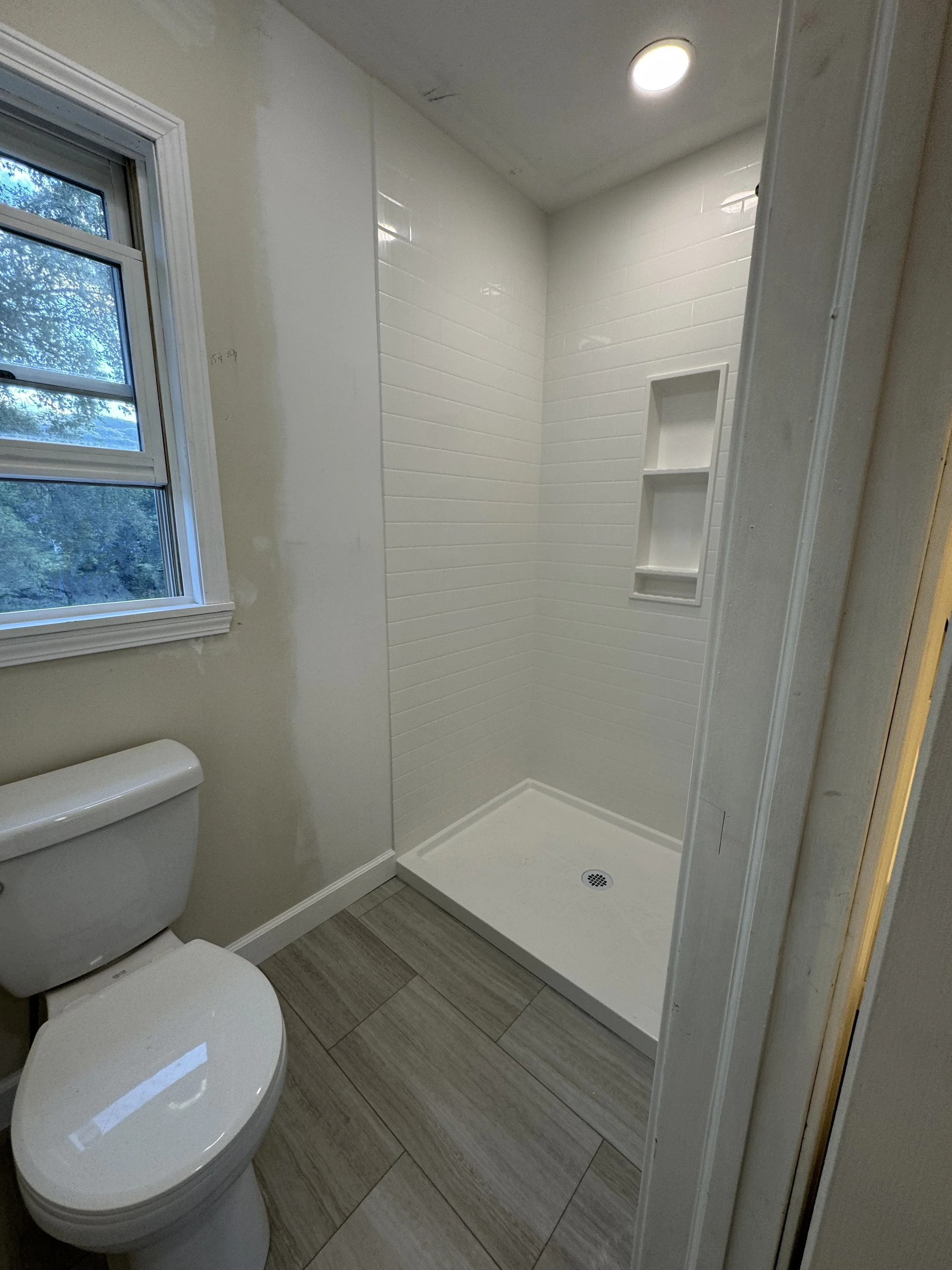 Bathroom Remodel - Summer 2025 - Onyx Subway Tile Shower wall system, MSI LVT Flooring White Ocean 