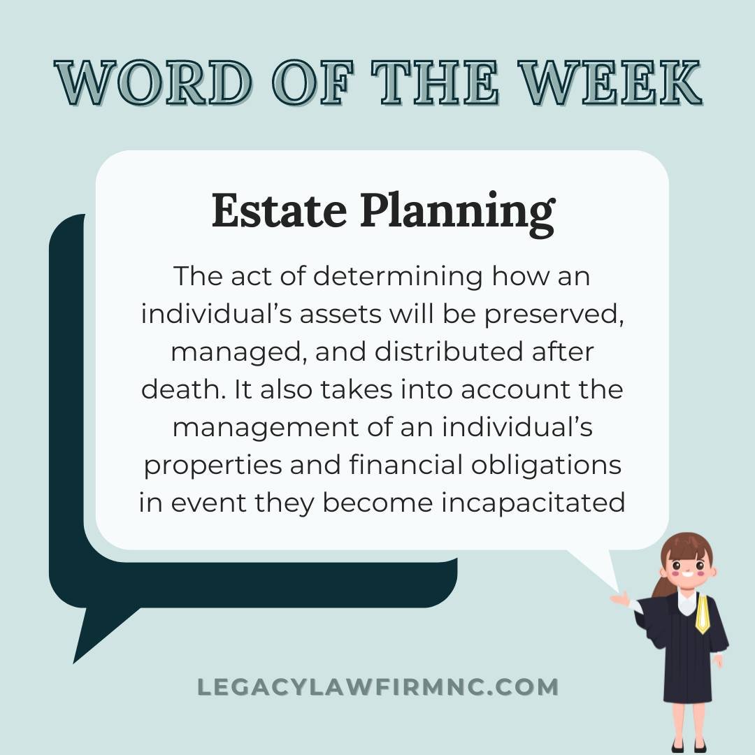 This week's word to know: Estate Planning. Estate planning is the process of determining how your assets and belongings will be handled after you pass away or if you become incapacitated. This includes decisions about:

🏠  Preserving, managing, and 