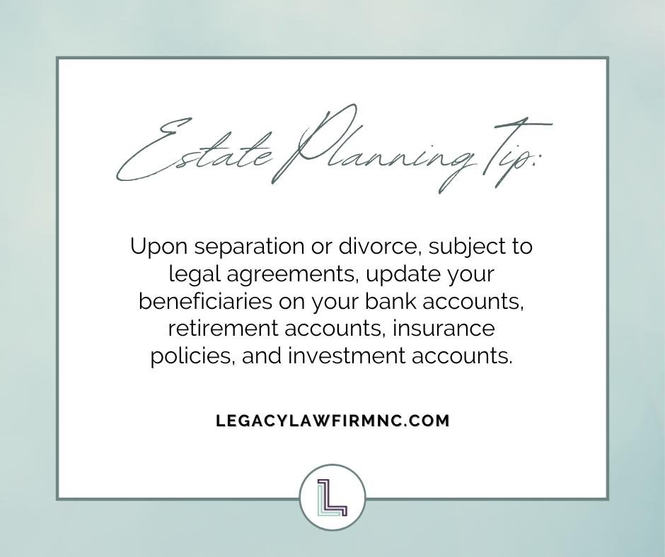 Planning for the future is important, especially after a major life change like separation or divorce. 💔

Remember to update the beneficiaries on your financial accounts and policies to ensure your former spouse does not end up with these assets. 💵