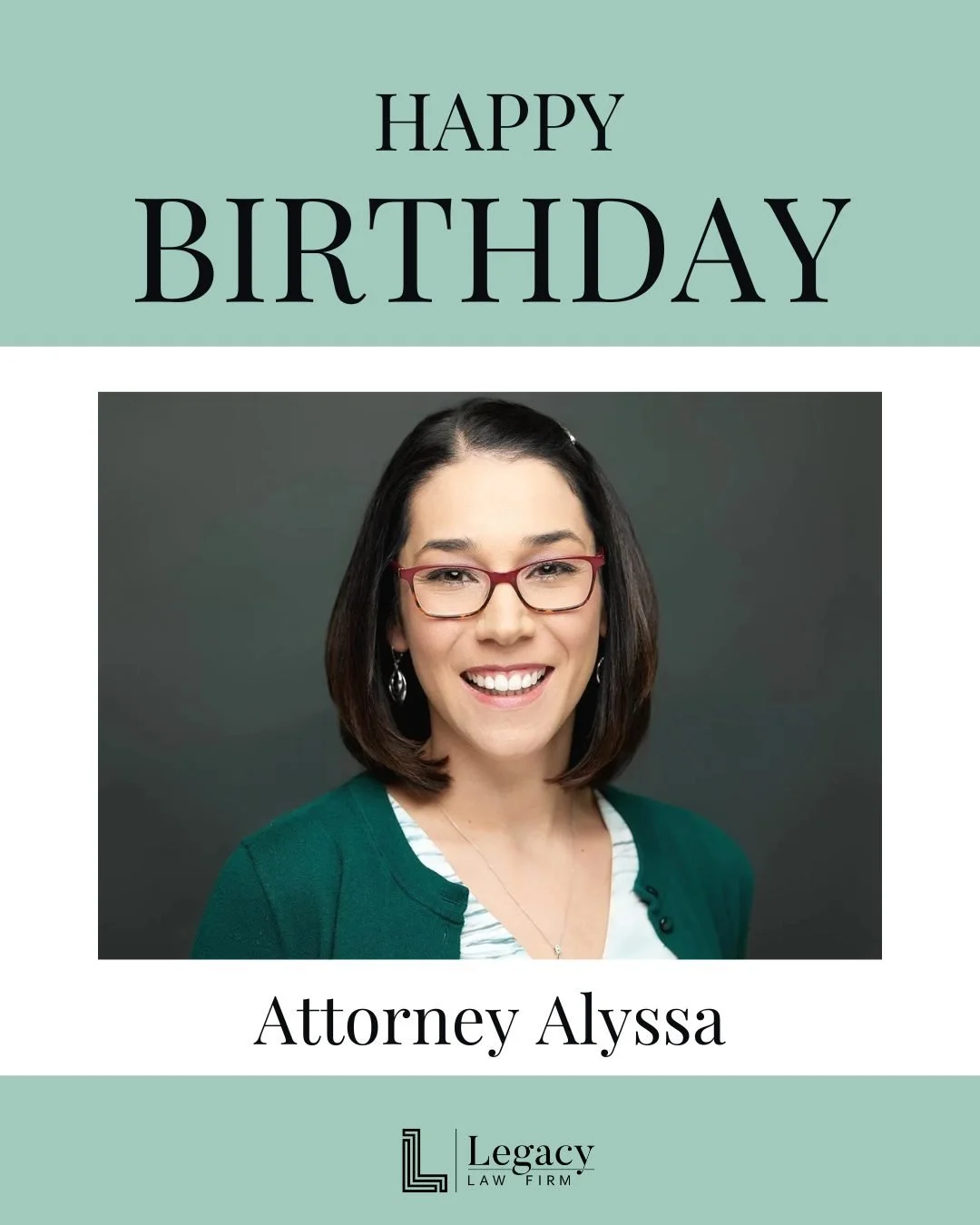 🎂 Today we&rsquo;re recognizing Alyssa.

Alyssa is the heart behind Legacy Law Firm, dedicating her time to guiding clients through some of life&rsquo;s most important decisions with care, clarity, and attention to detail. ⚖️

Her commitment to her 