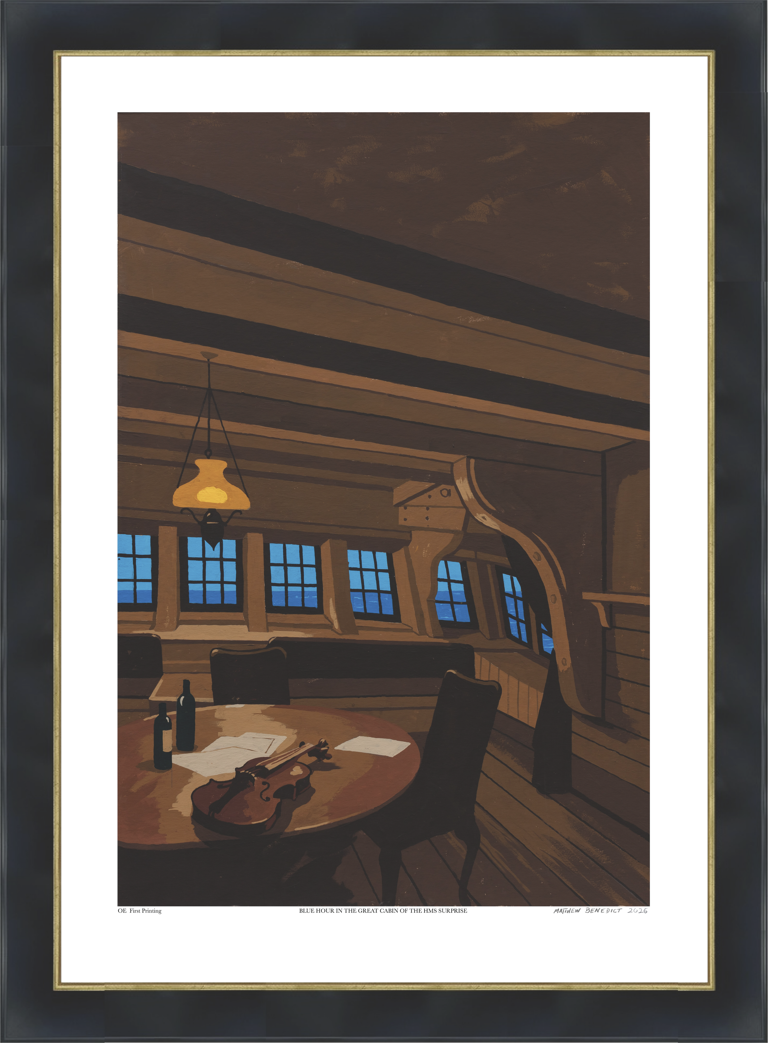 Blue Hour in the Great Cabin of the HMS Surprise (Framed)