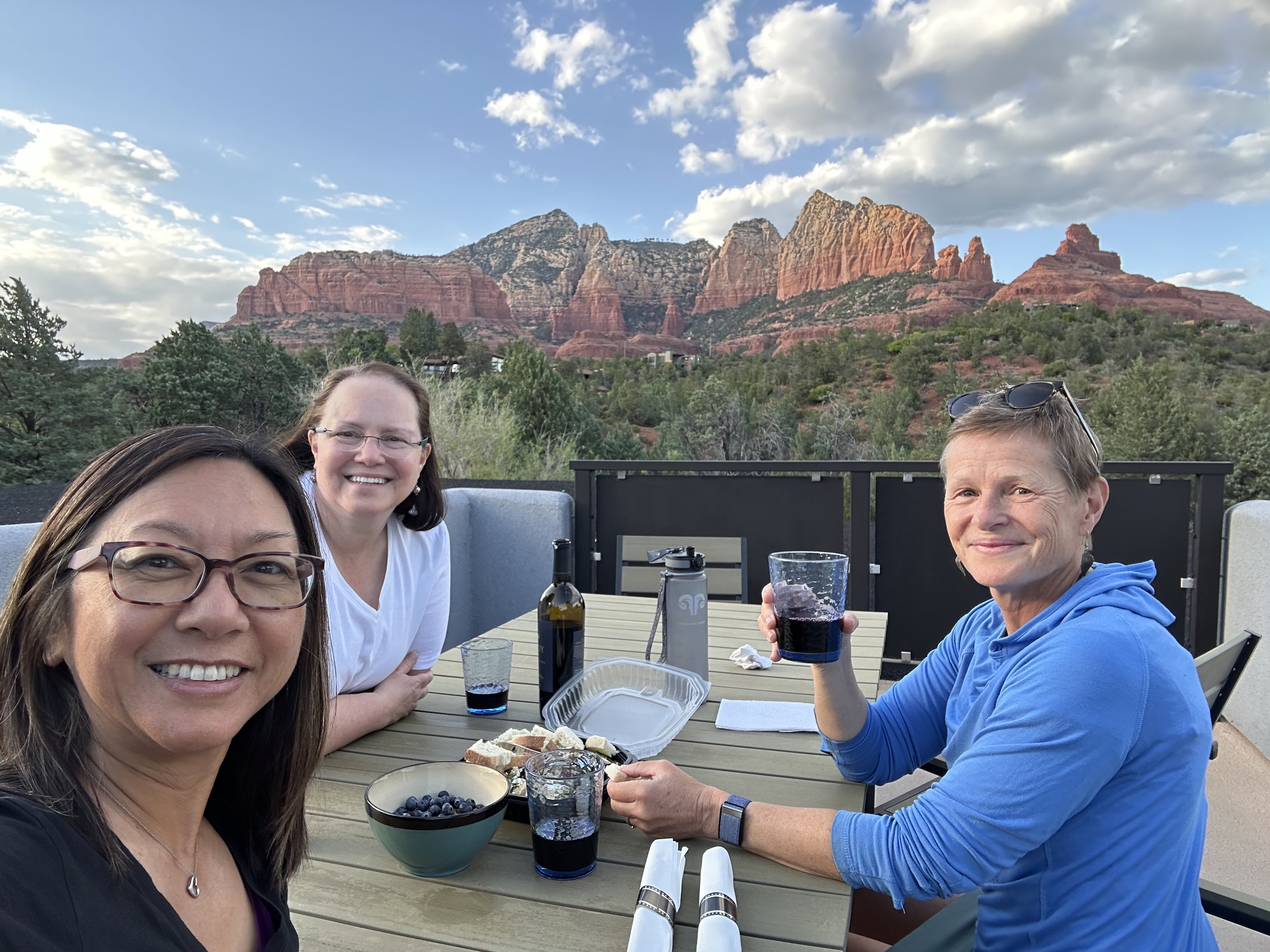 Happy hour on the rooftop deck