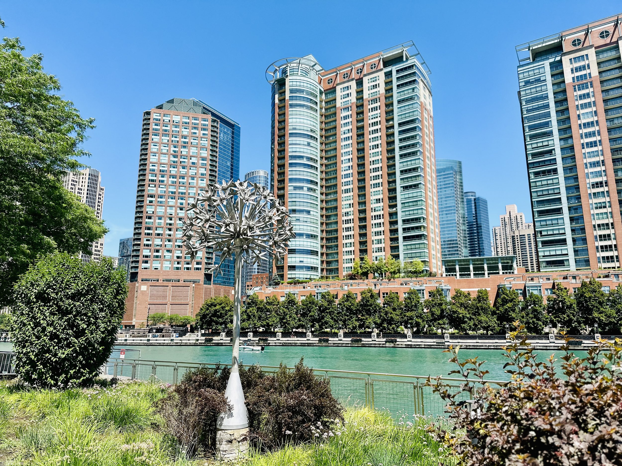 Public art and garden on River Walk