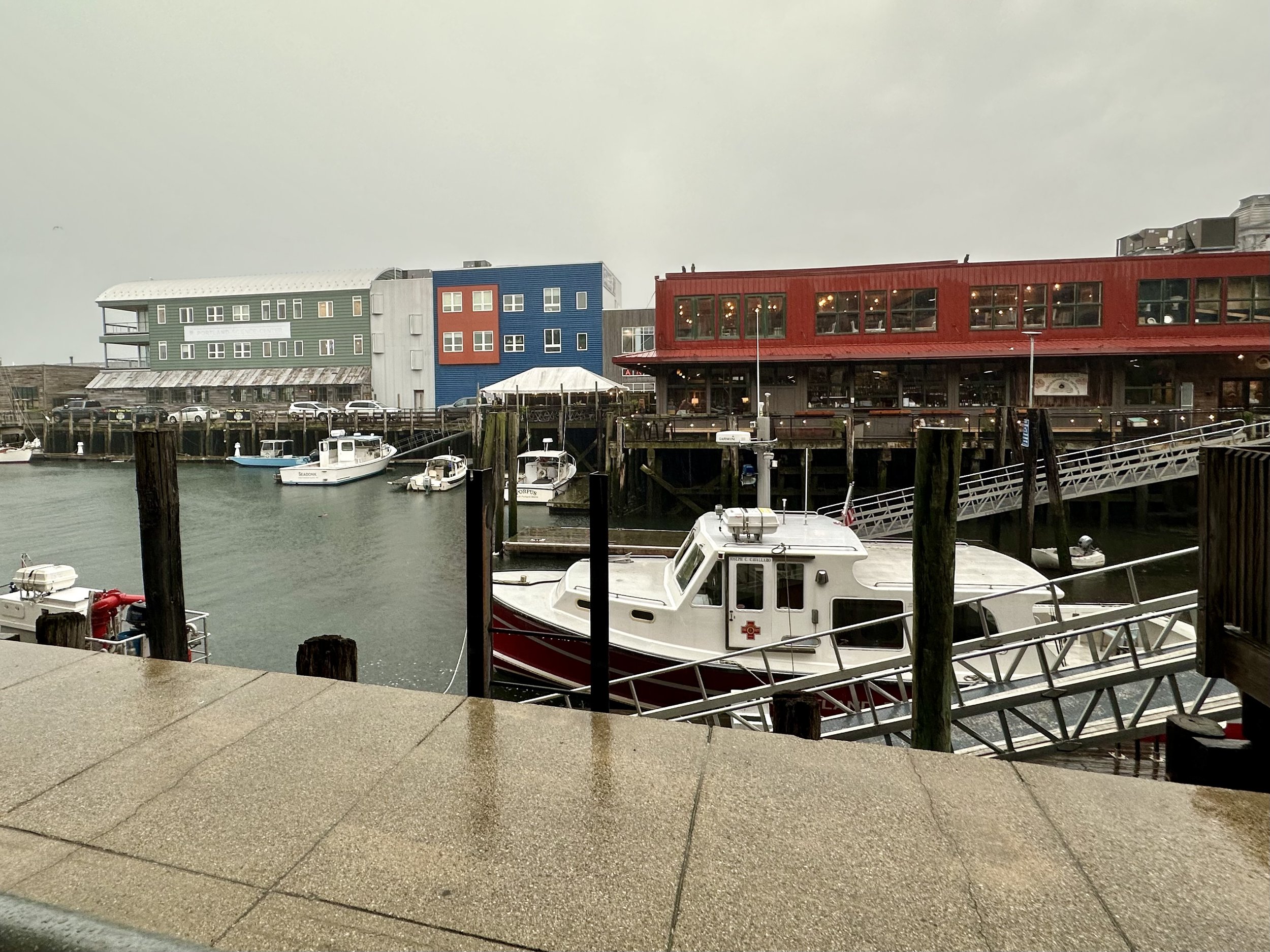 One of Portland's wharfs in the rain